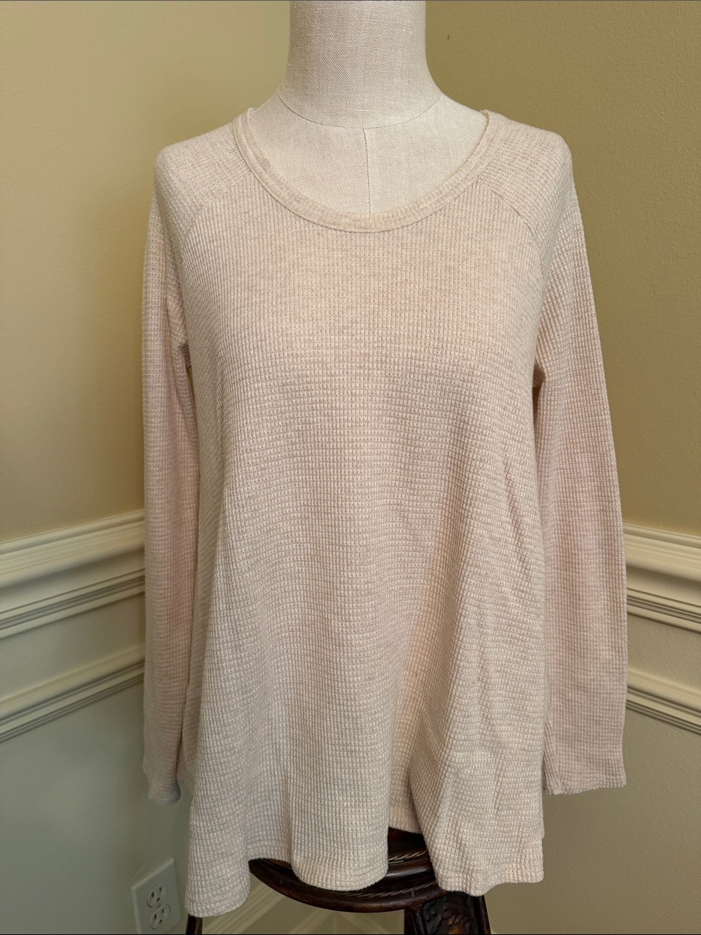 We The Free Cream Waffle Knit Long Sleeve Top